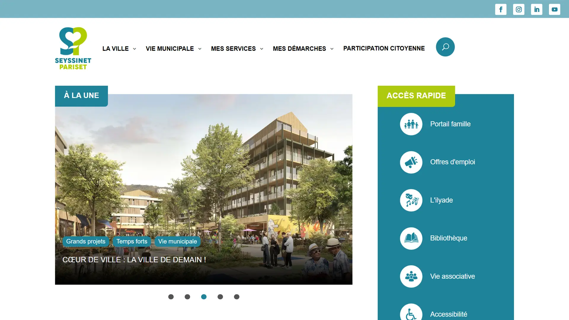 Visuel de la page d'acceuil du site web
